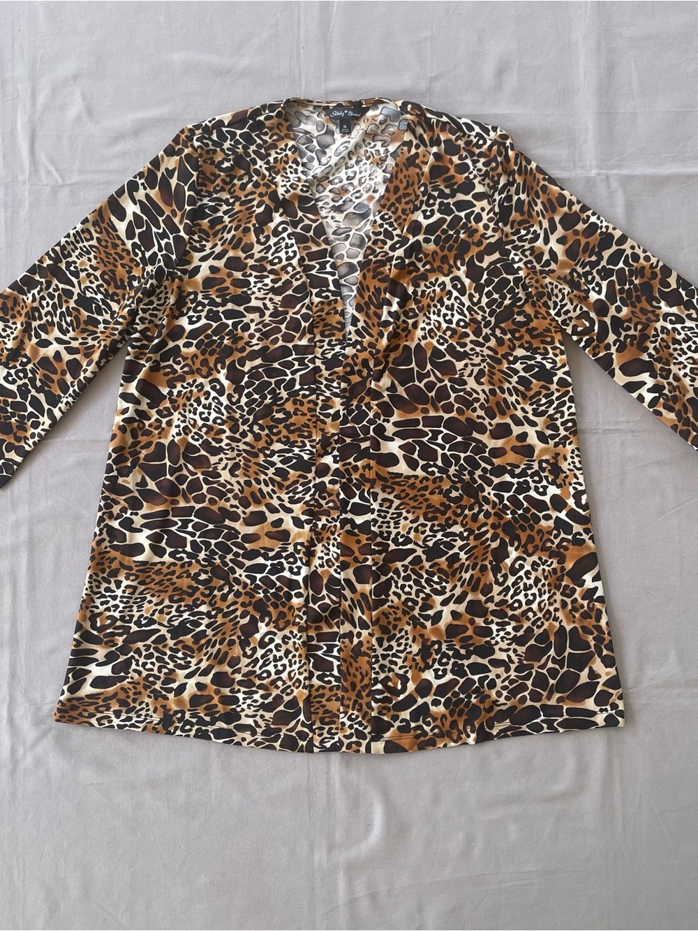 Slinky Brand Cardigan Jacket Size XL Open Front Topper Layering Animal Print